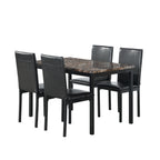 Furniture 5 Piece Metal Dinette Set with Faux Marble Top