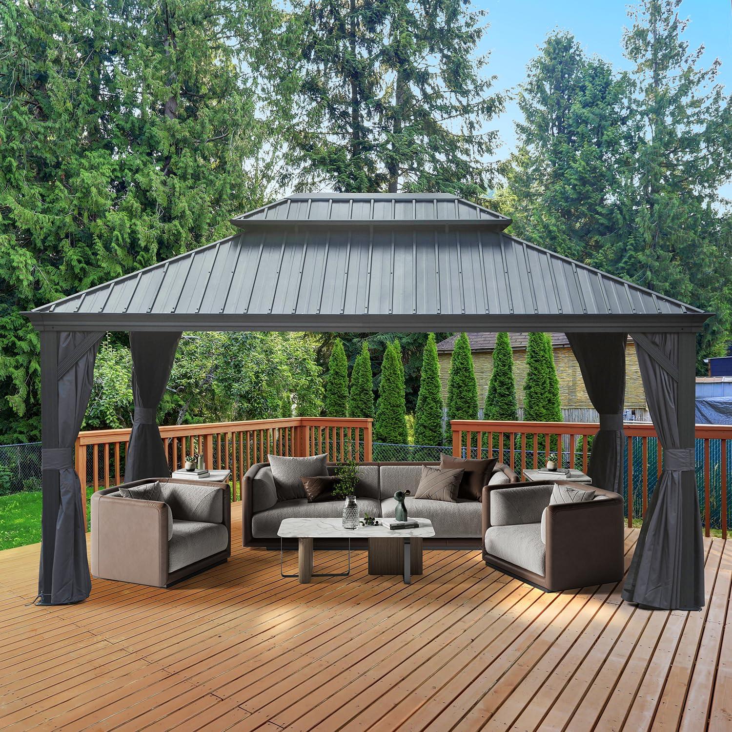12' X 16' Hardtop Gazebo Outdoor Metal Gazebo