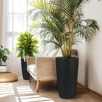 Set of 2 Faux Rattan Tall Planters