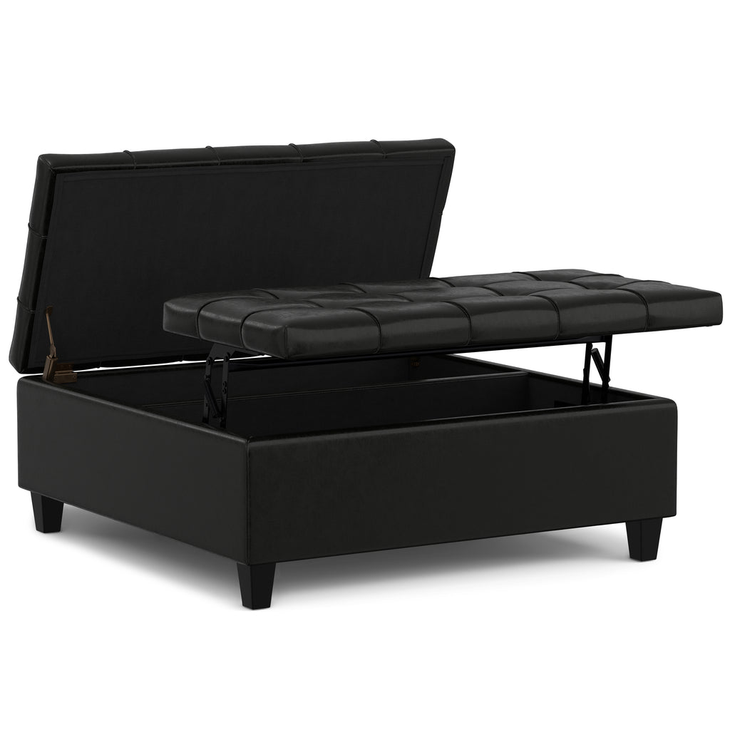Harrison 40 Inch Wide Large Square Coffee Table Storage Ottoman