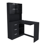 Computer Desk with Glass Cabinets & Built-In LED Lights