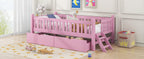 Wood Twin Size Platform Bed with Guardrail and 2 Drawers