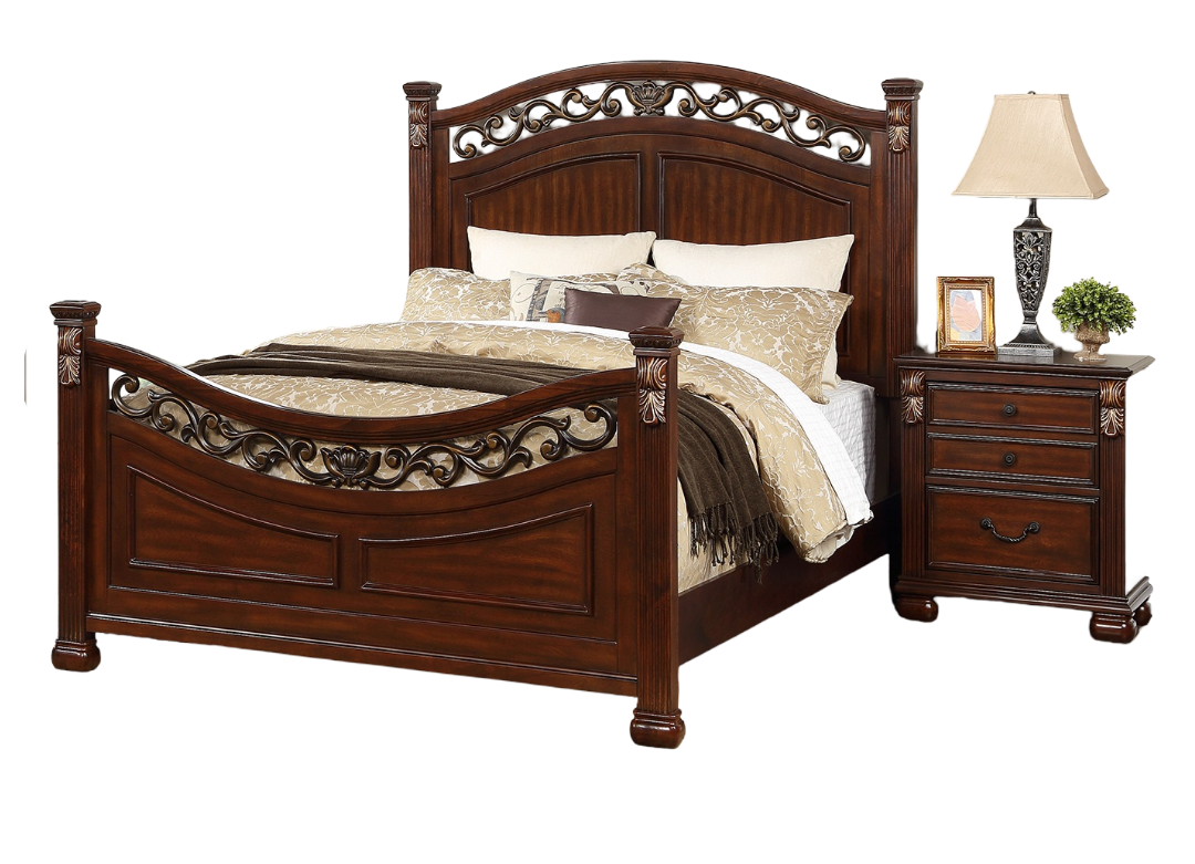 Luxurious Queen Size Bed 2x Nightstands 3pc Bedroom Set