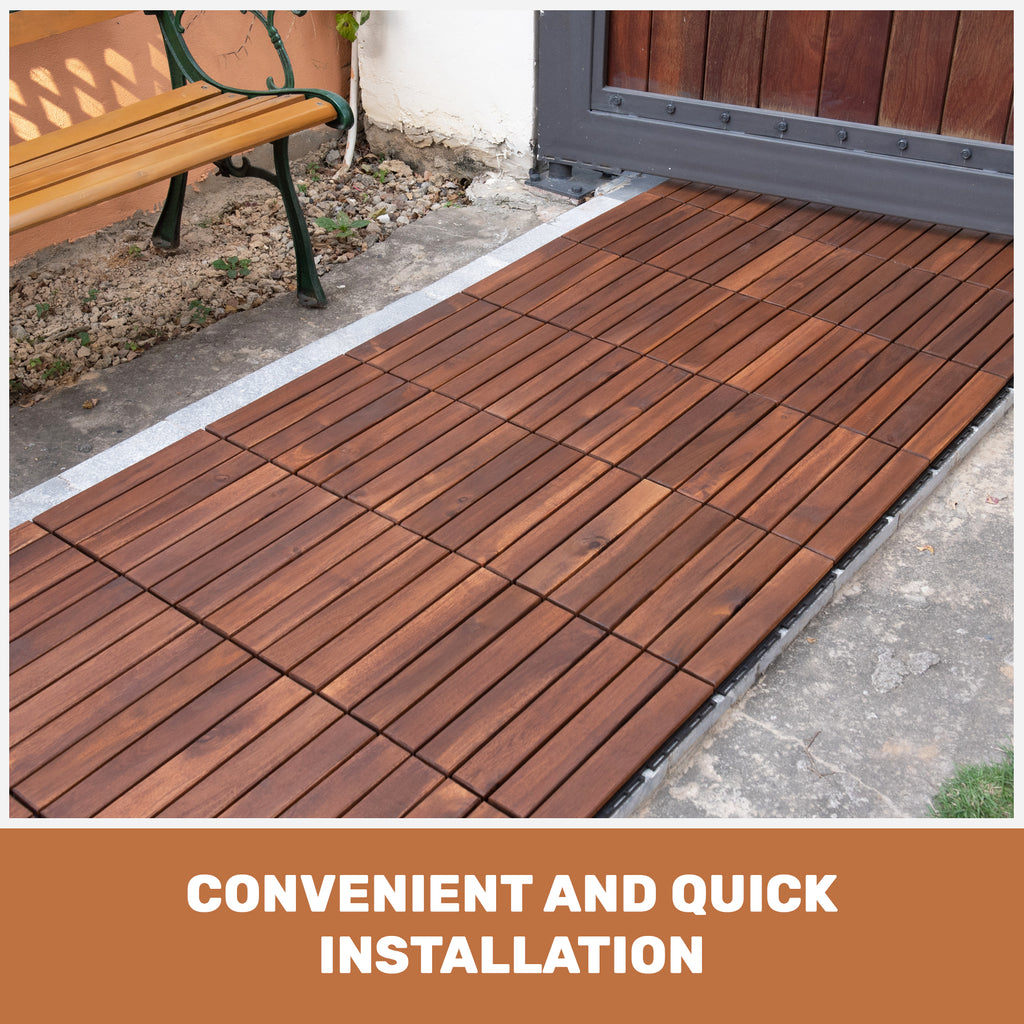 30 PCS Interlocking Deck Tiles Striped Pattern