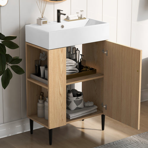 21.6" Wood Bathroom Vanity with Left Side Storage