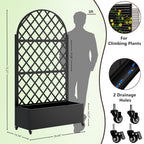 Round Metal Planter Box with Trellis