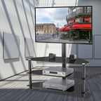 Black Multi-Function TV Stand Height Adjustable Bracket Swivel 3-Tier