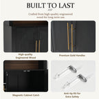 Modern Black Bookcase with Storage Cabinet