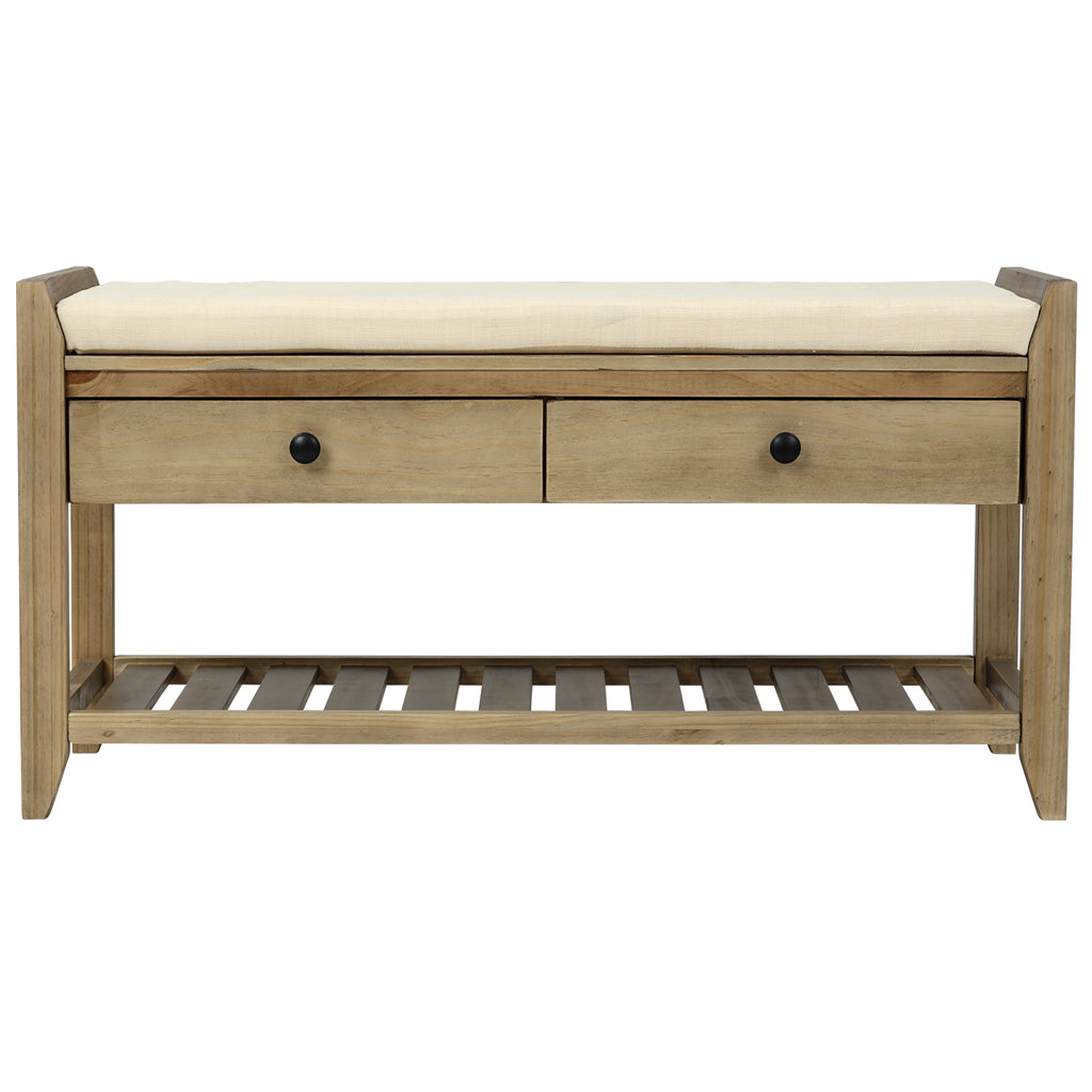 TREXM Shoe Rack with Cushioned Seat and Drawers