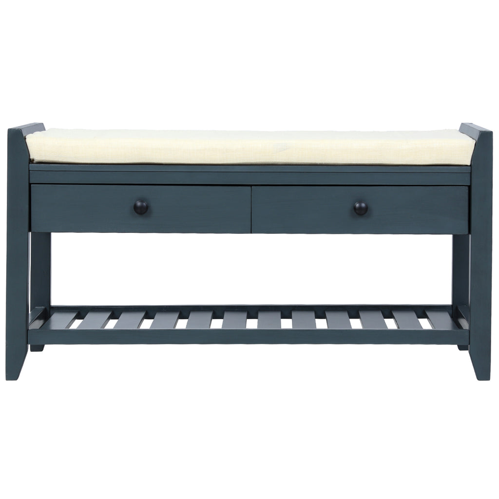 TREXM Shoe Rack with Cushioned Seat and Drawers
