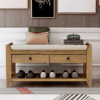TREXM Shoe Rack with Cushioned Seat and Drawers