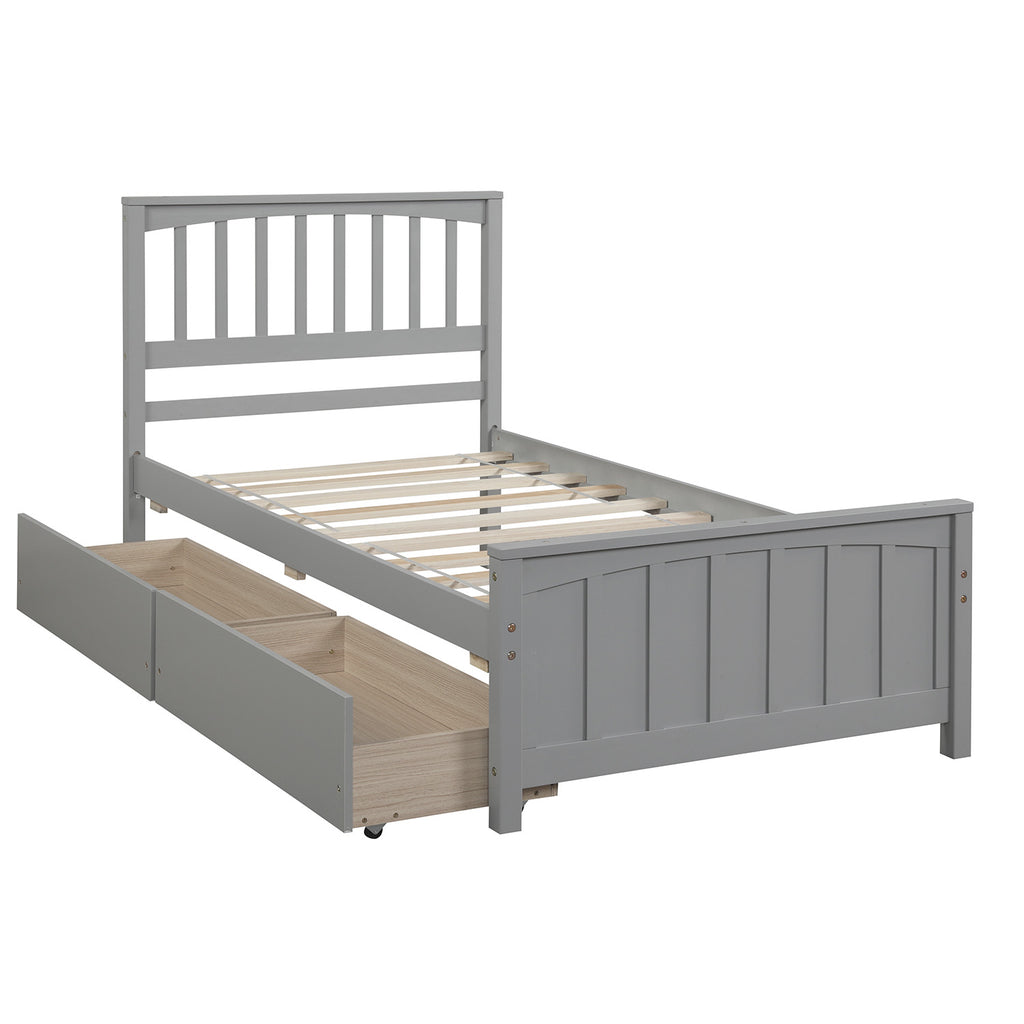 Twin Size Platform Bed with Two Drawers