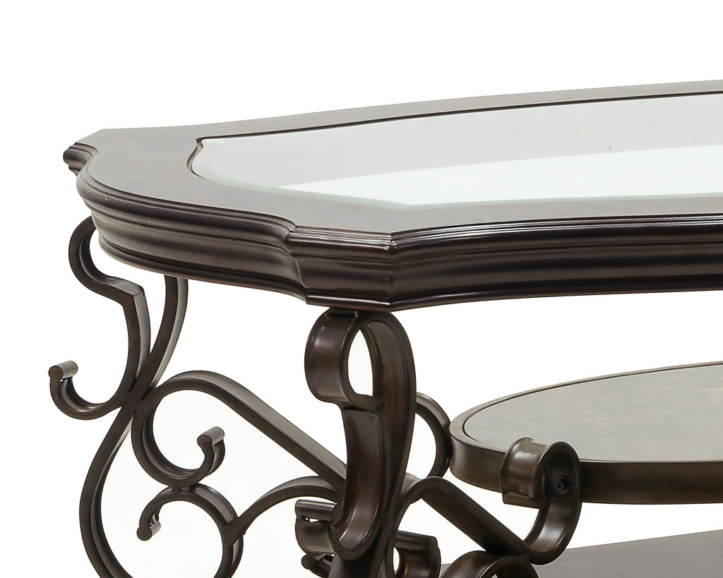 Cocktail Table with Glass Top and Metal Legs