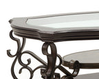 Cocktail Table with Glass Top and Metal Legs
