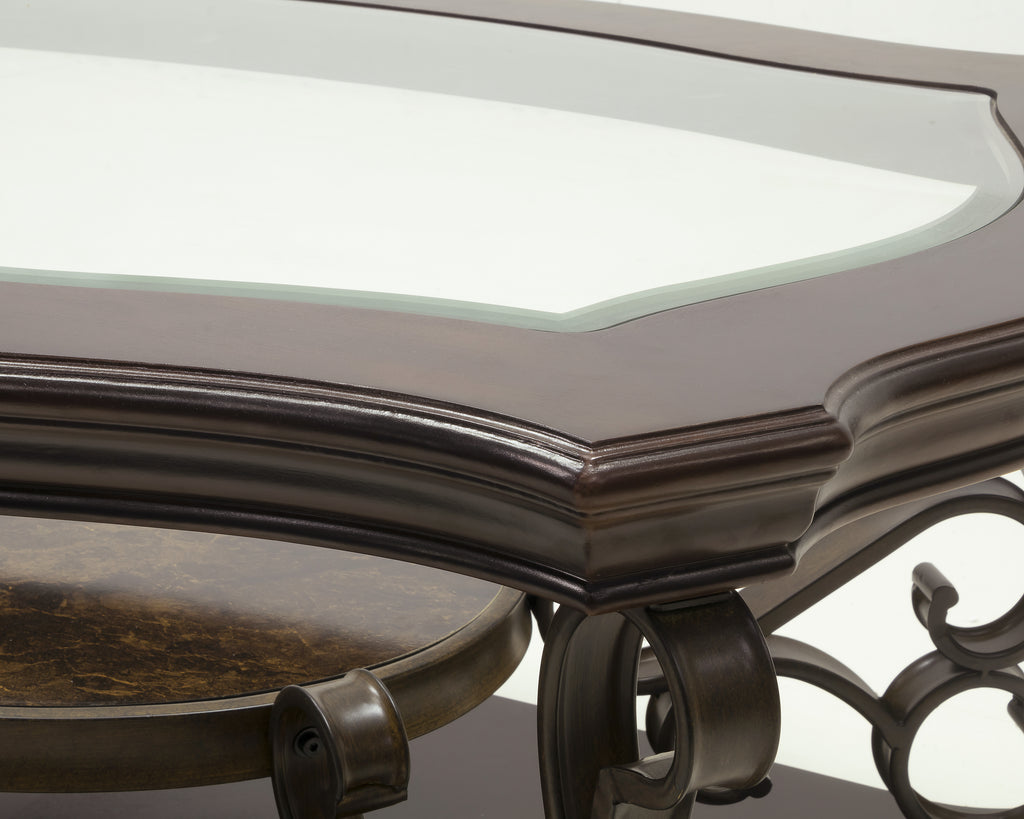 Cocktail Table with Glass Top and Metal Legs