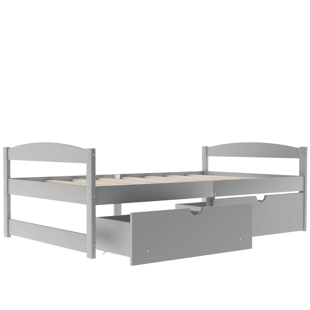 Twin Size Platform Bed With Two Drawers