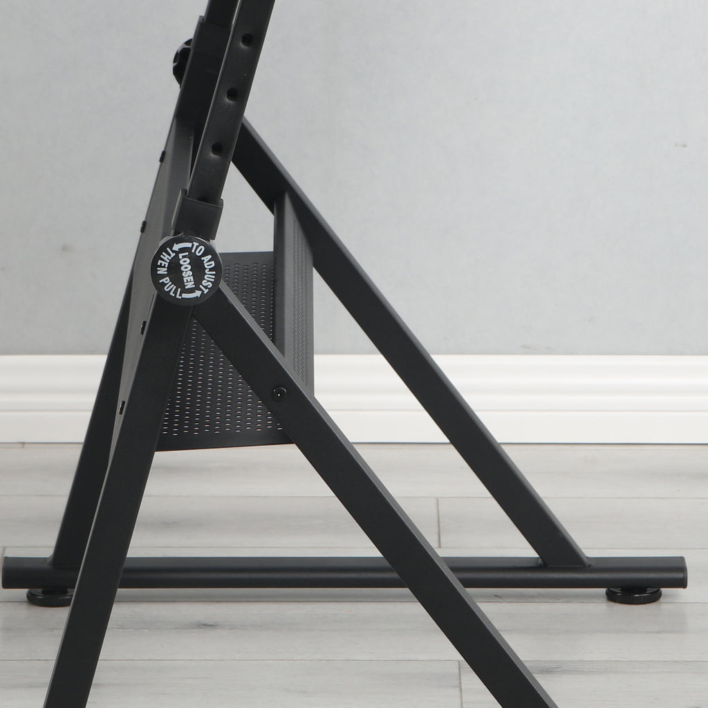 Black Adjustable Tempered Glass Drafting Table with Chair