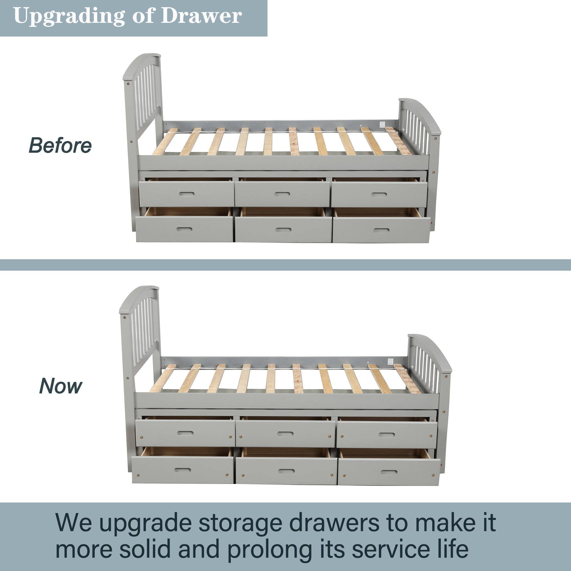 Orisfur Twin Size Platform Storage Bed with 6 Drawers