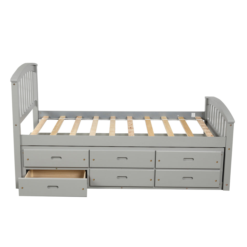 Orisfur Twin Size Platform Storage Bed with 6 Drawers