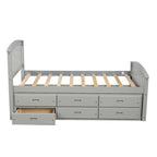 Orisfur Twin Size Platform Storage Bed with 6 Drawers