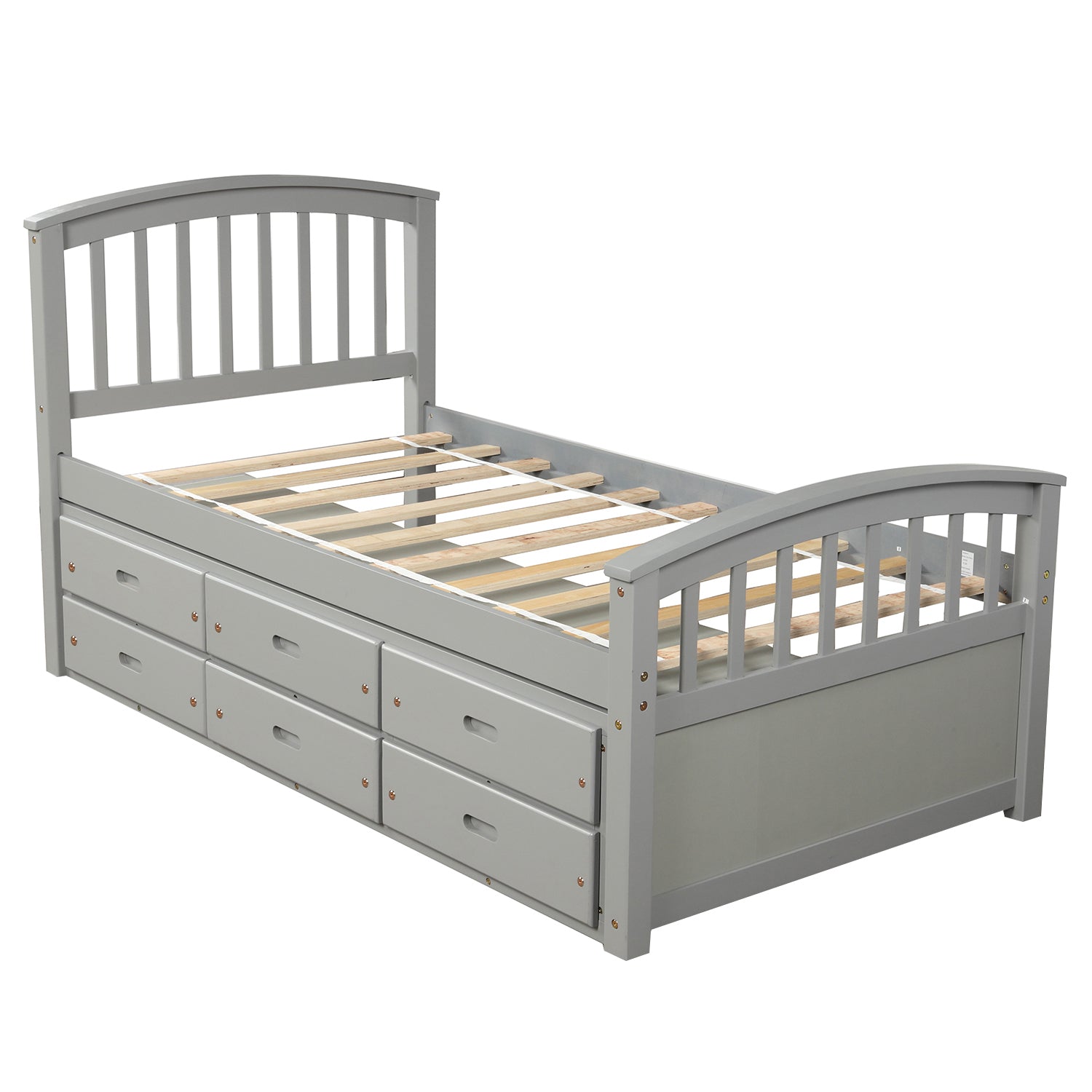 Orisfur Twin Size Platform Storage Bed with 6 Drawers