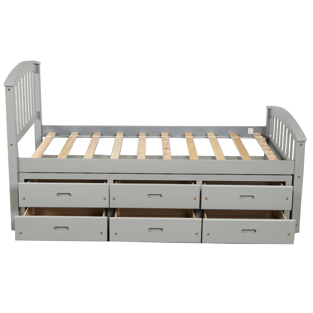 Orisfur Twin Size Platform Storage Bed with 6 Drawers