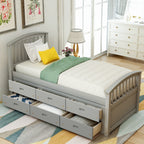 Orisfur Twin Size Platform Storage Bed with 6 Drawers