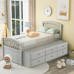 Orisfur Twin Size Platform Storage Bed with 6 Drawers