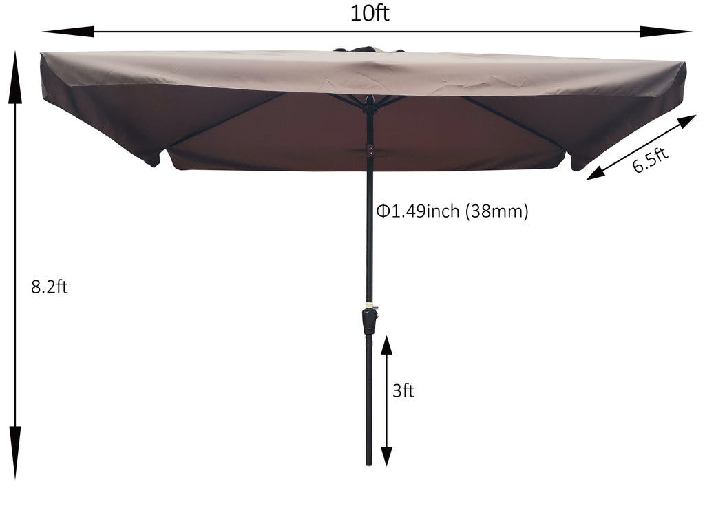 10 x 6.5ft Rectangular Patio Umbrella