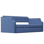 Upholstered Daybed with Trundle, Wood Slat Support, Twin Size