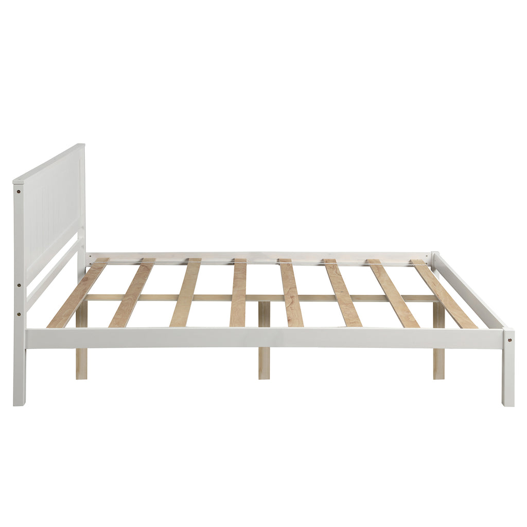 Platform Bed Frame with Headboard - Full - White