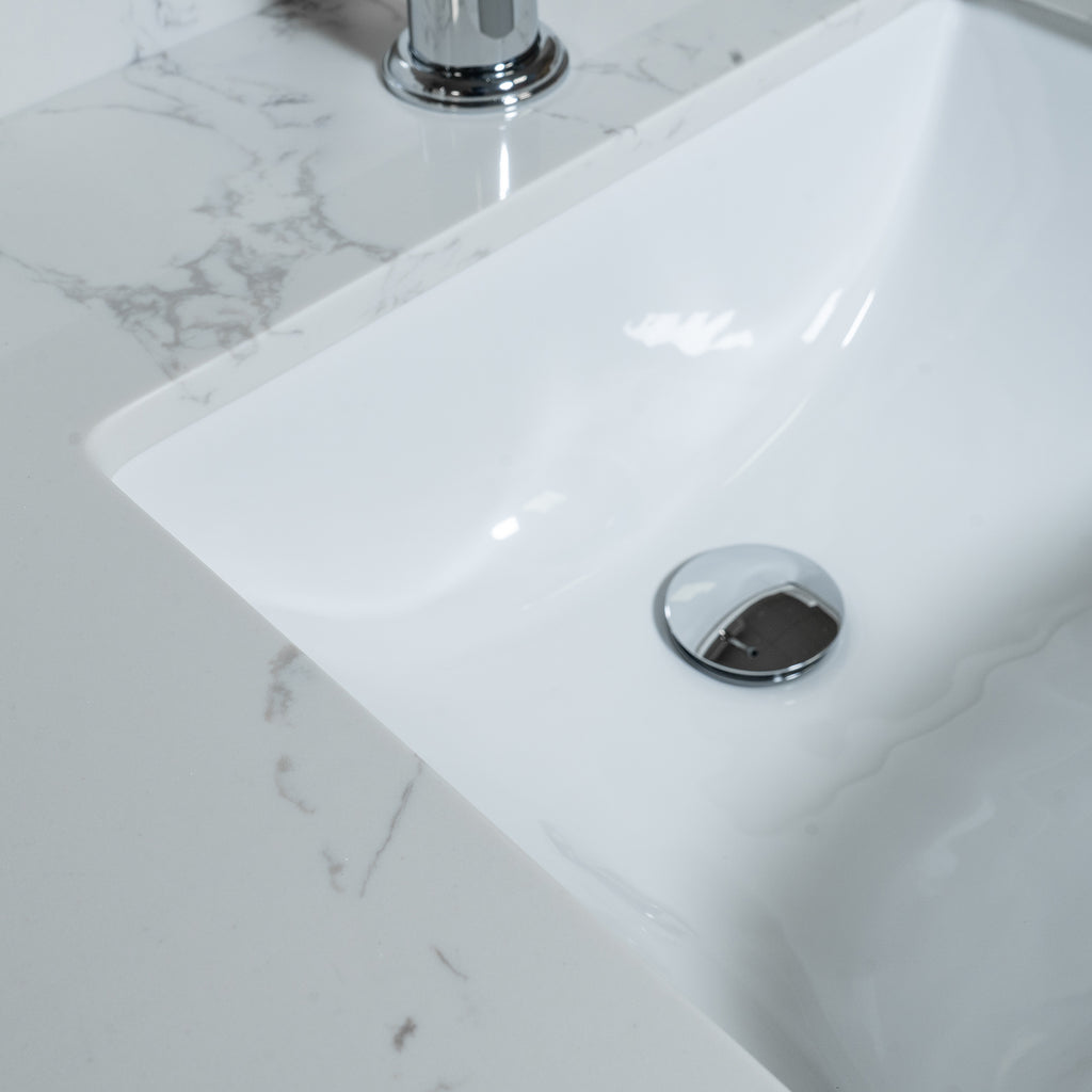 Montary 37-Inch Bathroom Vanity Top in Stone Carrara