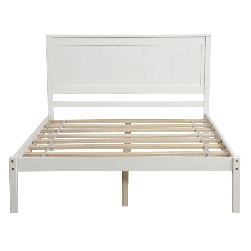 Platform Bed Frame with Headboard - Full - White