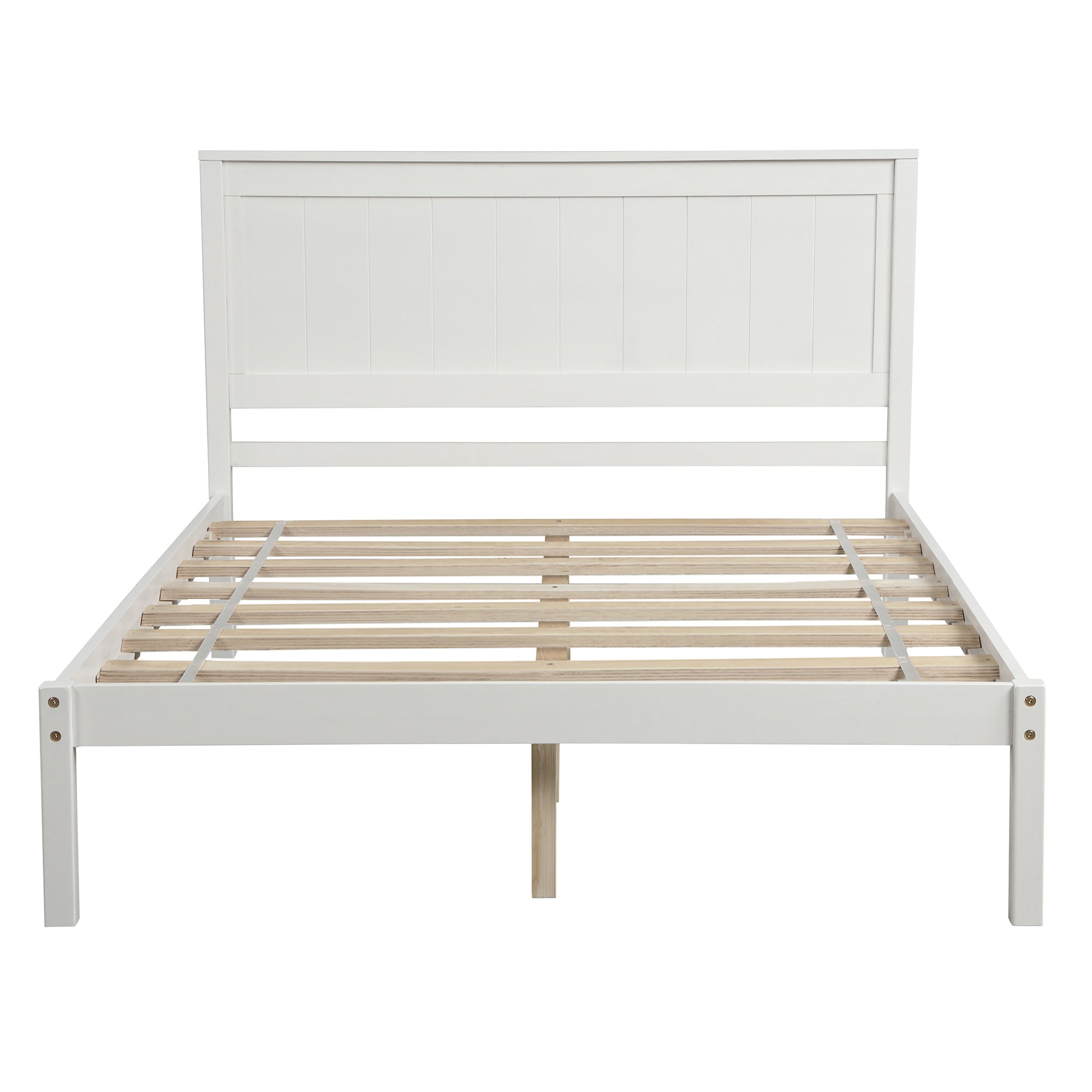 Platform Bed Frame with Headboard - Full - White