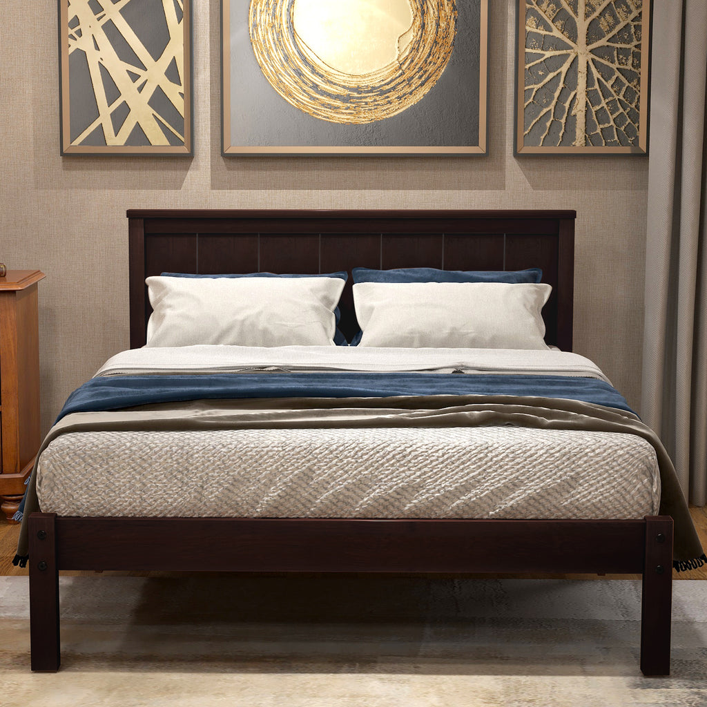 Platform Bed Frame with Headboard, Wood Slat Support, Twin, Espresso