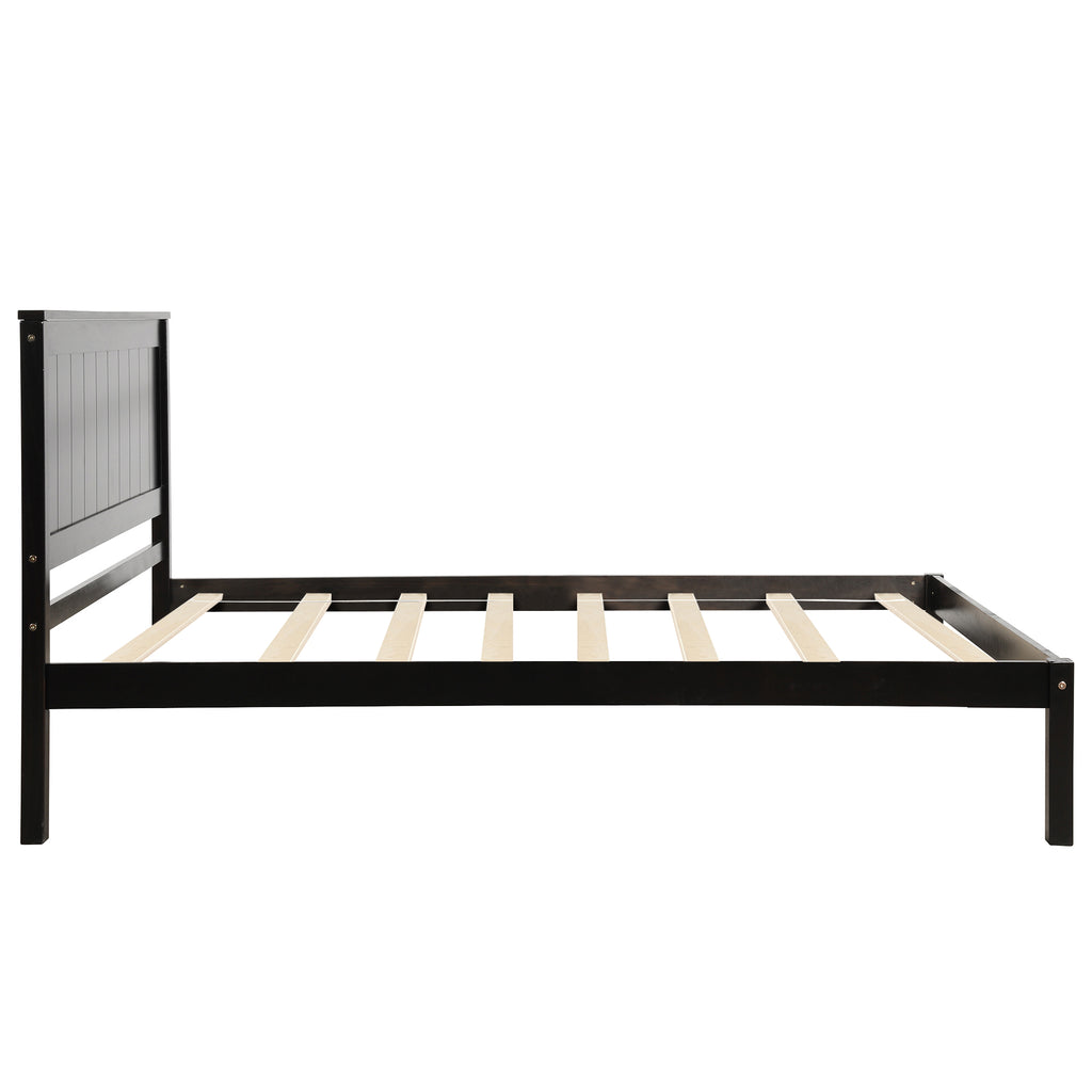 Platform Bed Frame with Headboard, Wood Slat Support, Twin, Espresso