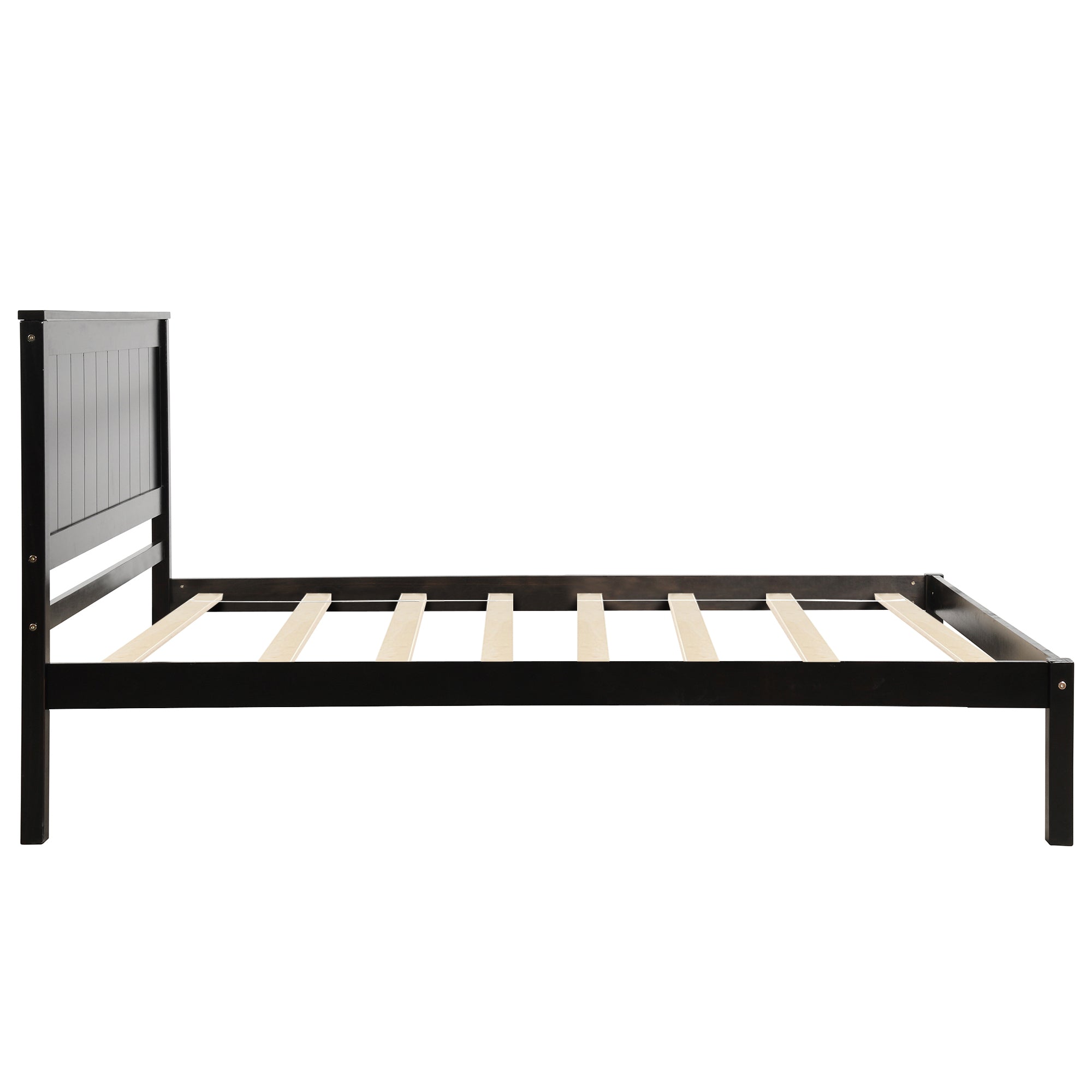 Platform Bed Frame with Headboard, Wood Slat Support, Twin, Espresso