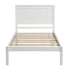 Platform Bed Frame with Headboard, Wood Slat Support, Twin, White