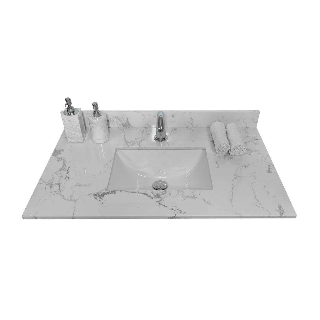 Montary 37-Inch Bathroom Vanity Top in Stone Carrara
