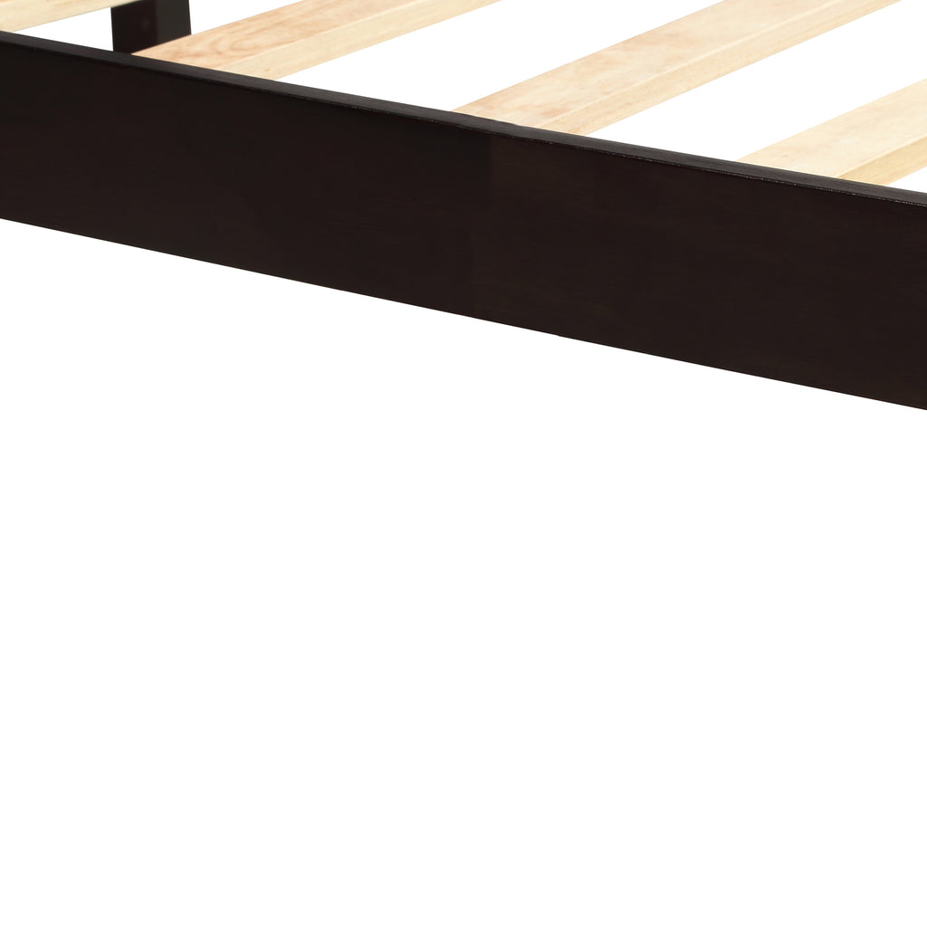 Platform Bed Frame with Headboard, Wood Slat Support, Twin, Espresso