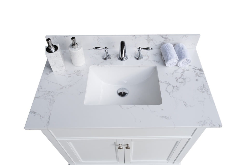 Montary 37-Inch Bathroom Vanity Top in Stone Carrara