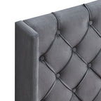 Velvet Button Tufted Upholstered Bed