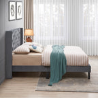 Velvet Button Tufted Upholstered Bed