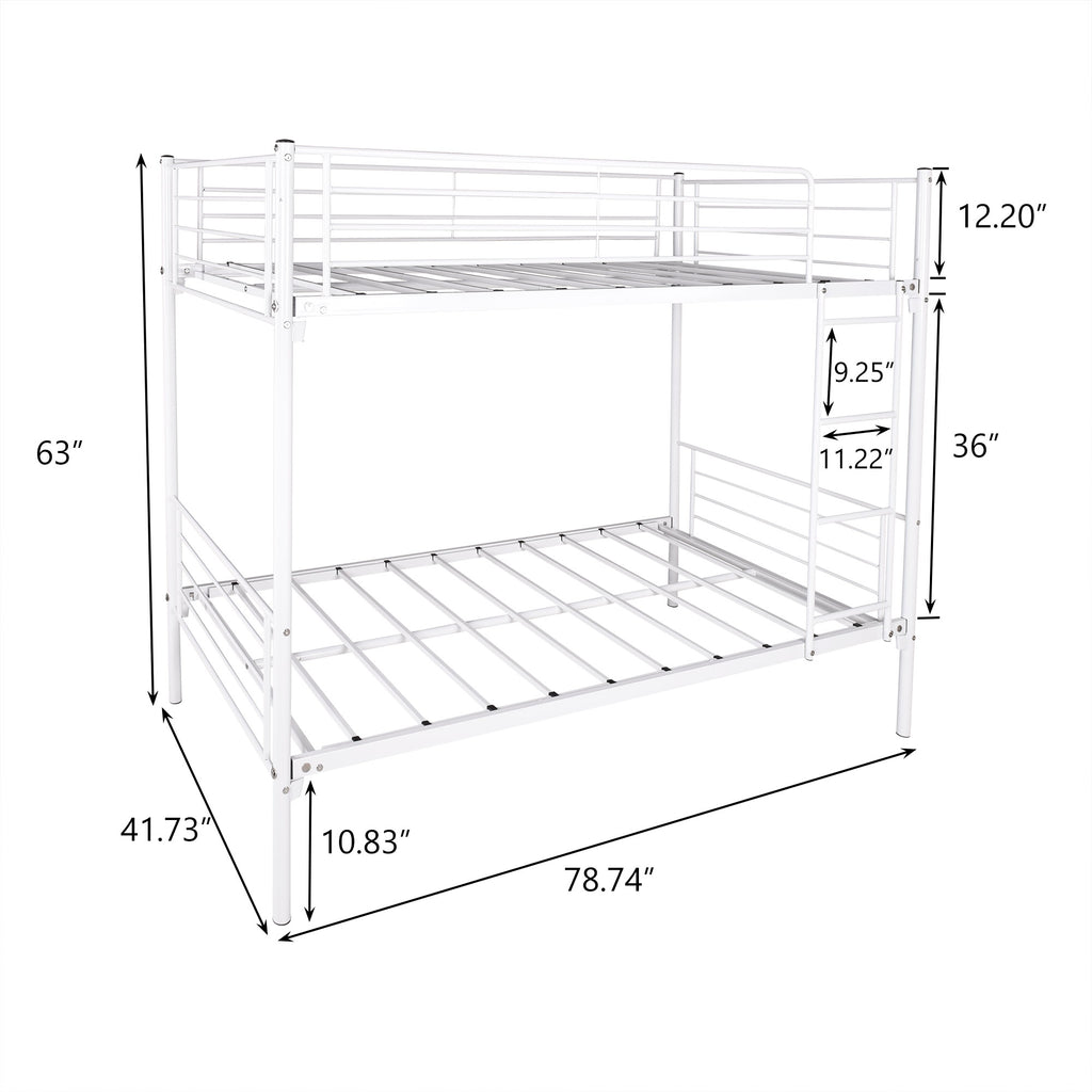 Twin-Over-Twin Bunk Bed with Metal Frame and Ladder