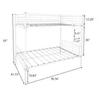 Twin-Over-Twin Bunk Bed with Metal Frame and Ladder