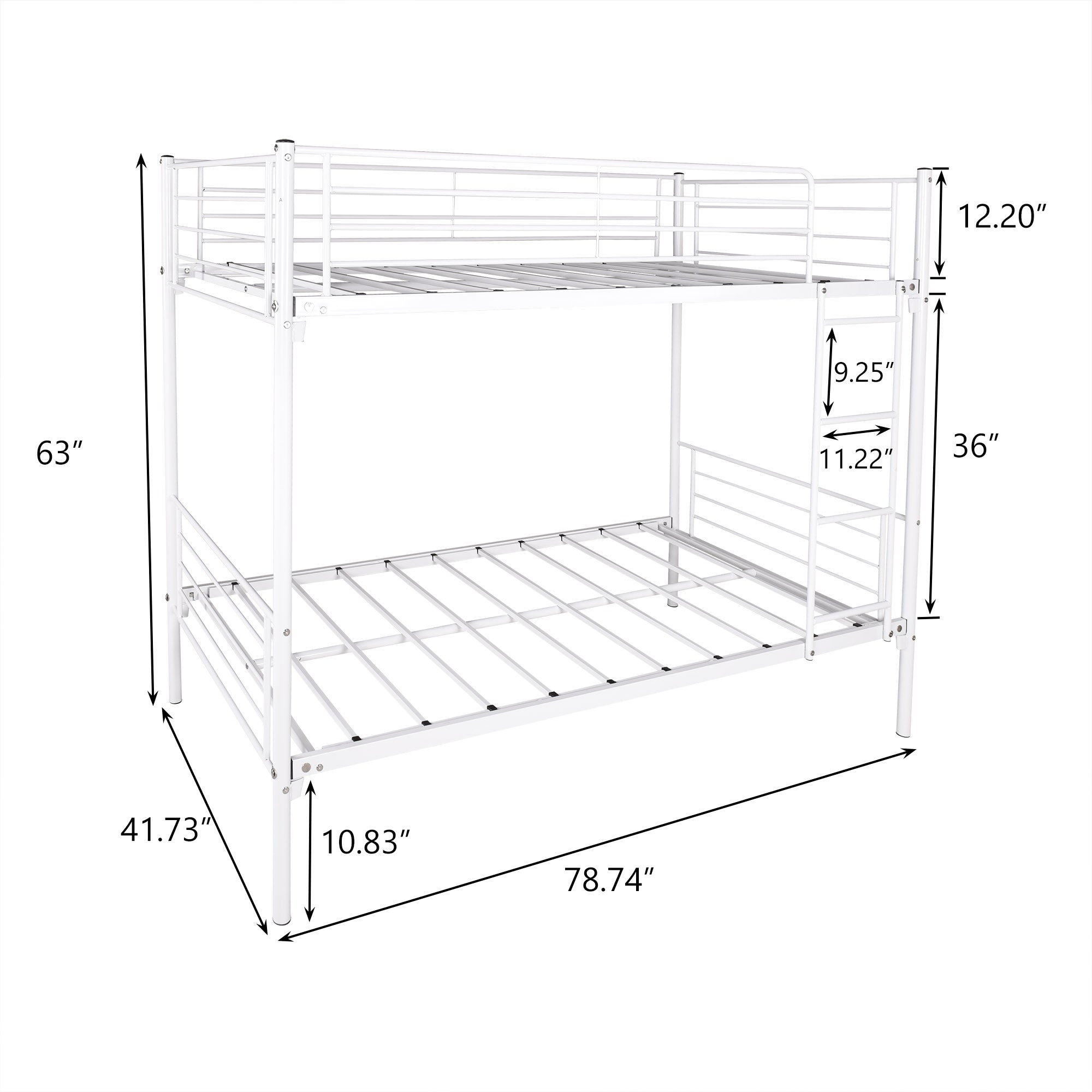 Twin-Over-Twin Bunk Bed with Metal Frame and Ladder