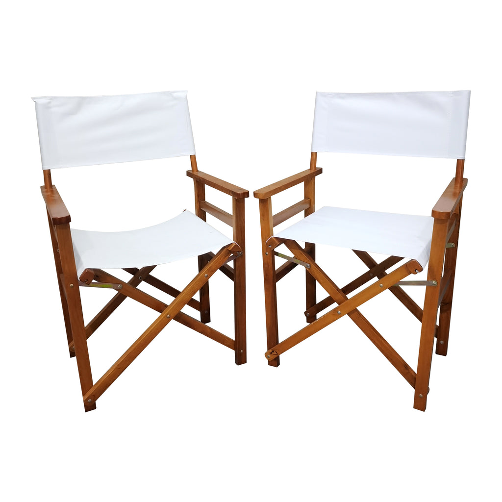 Folding Chair Wooden Director Chair Canvas - 2pcs/set