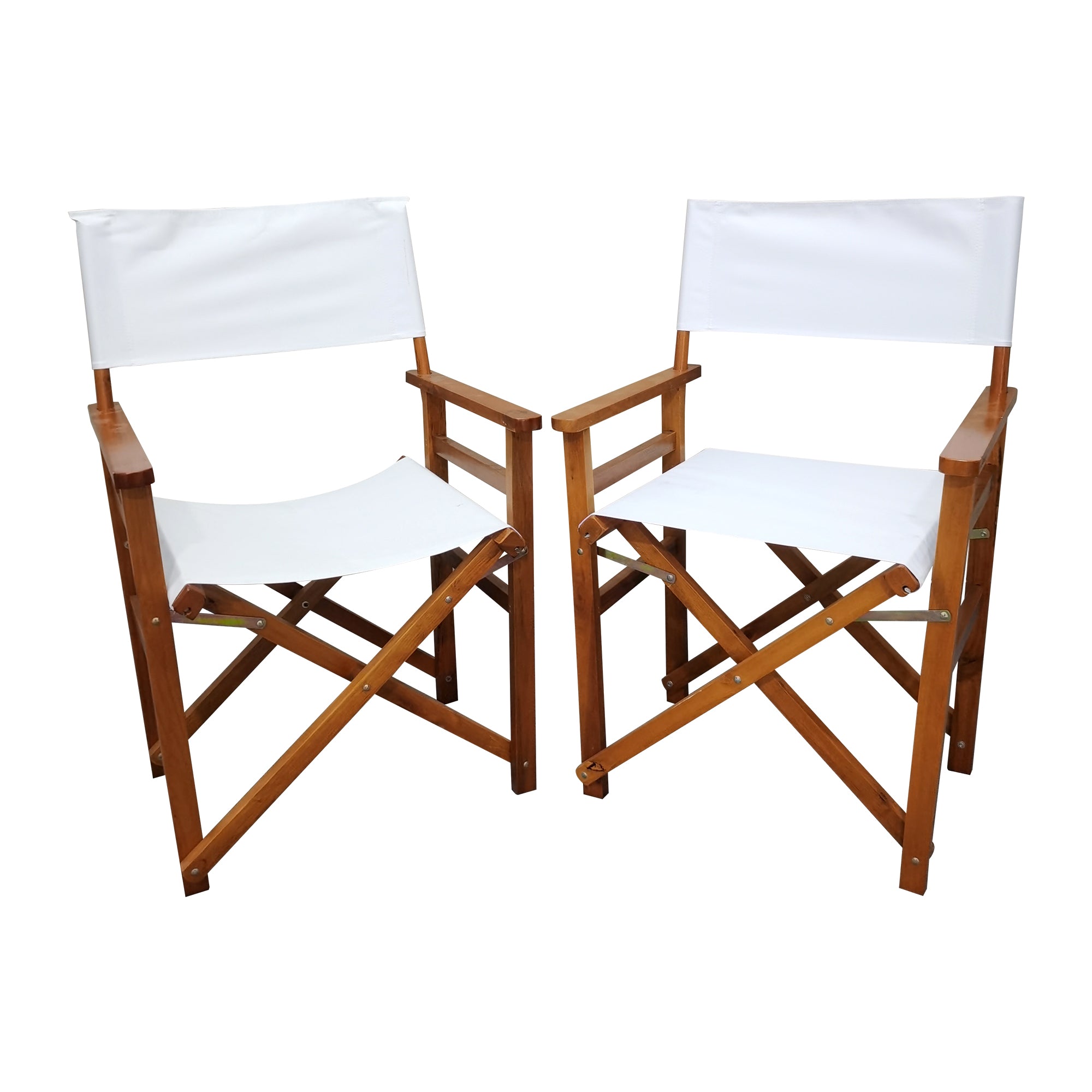 Folding Chair Wooden Director Chair Canvas - 2pcs/set