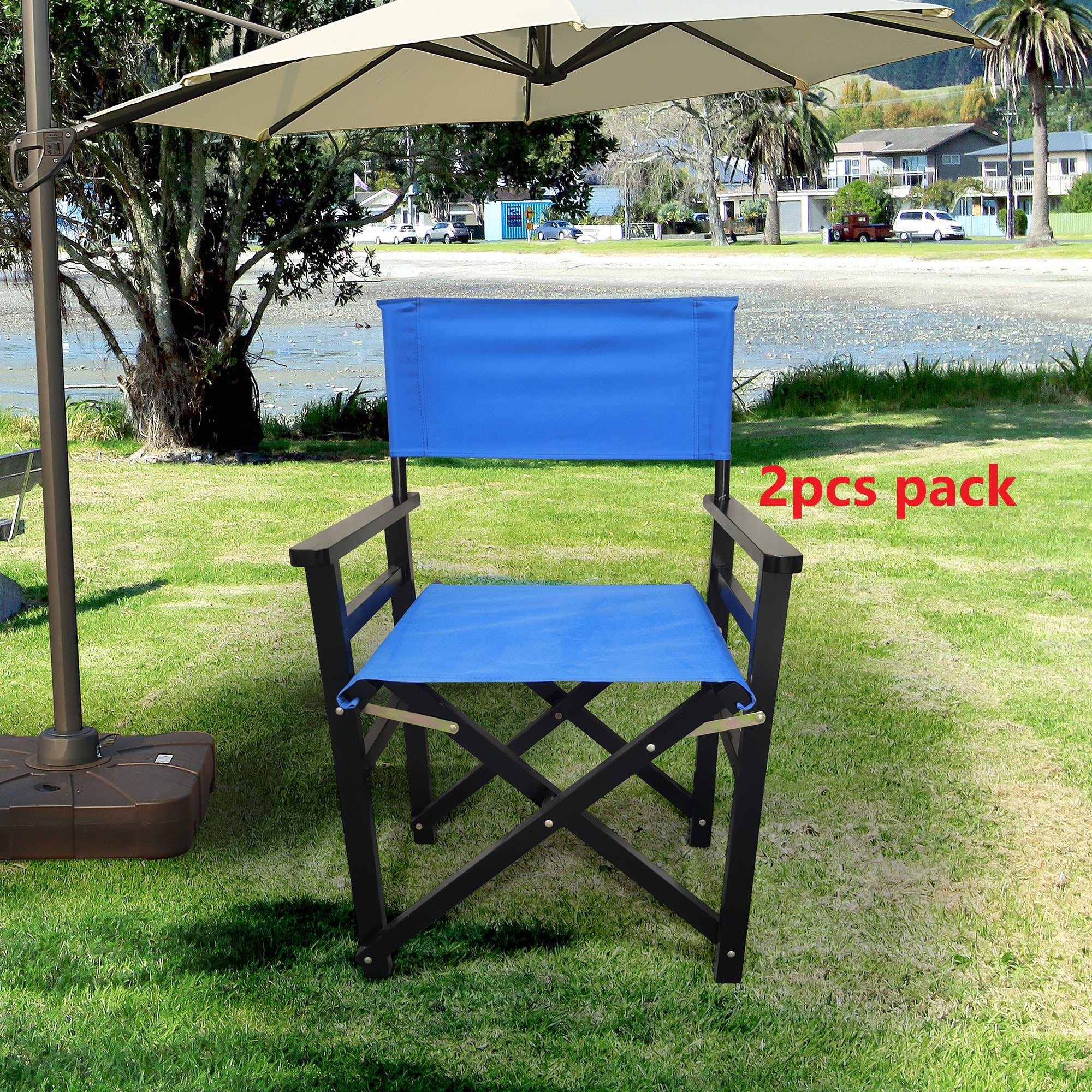 Folding Chair Wooden Director Chair Canvas Folding Chair - 2pcs/set