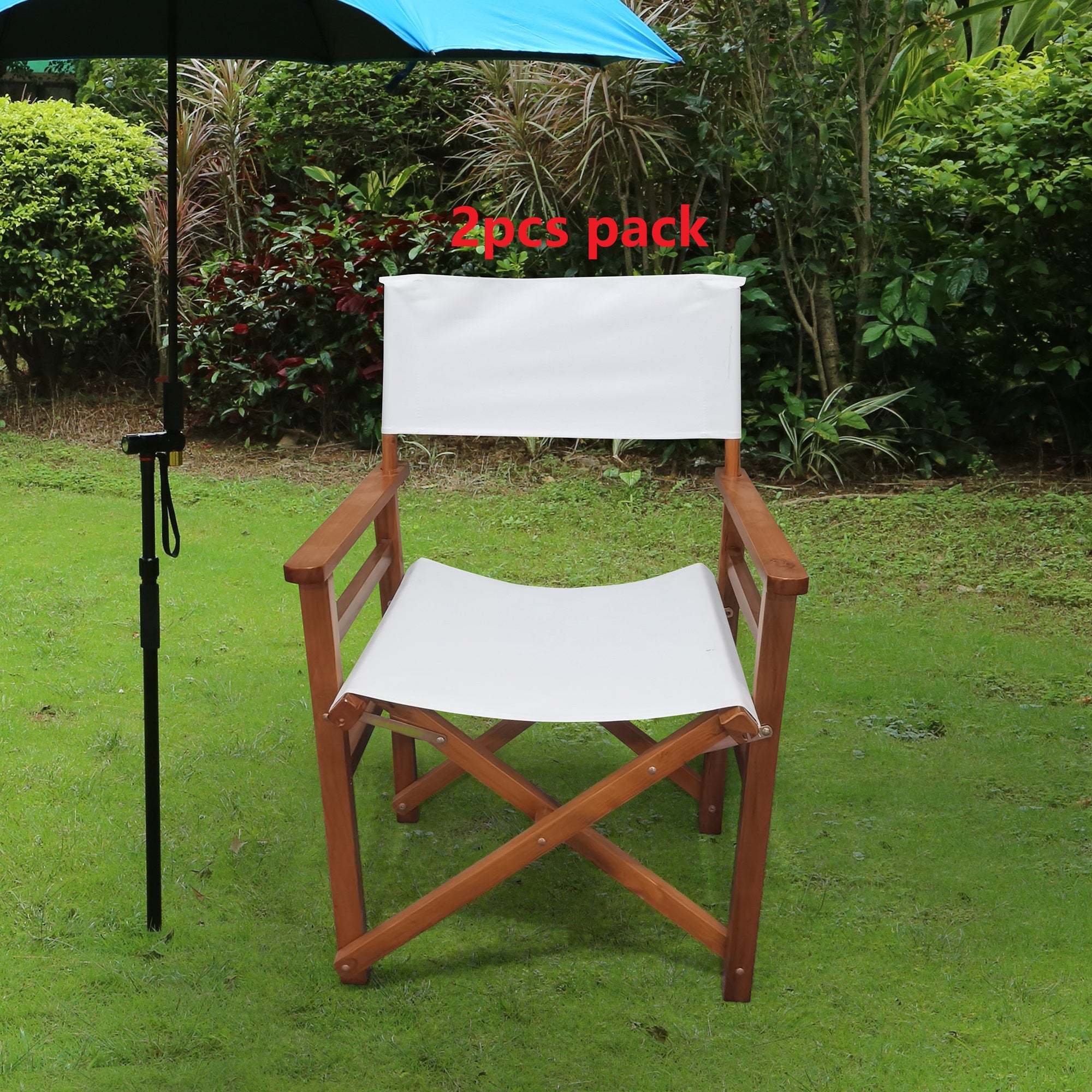 Folding Chair Wooden Director Chair Canvas - 2pcs/set